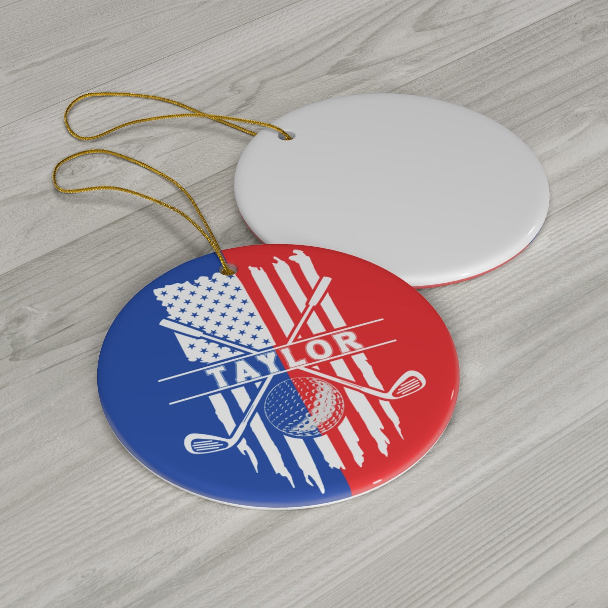 Golf Ornament, Personalized Golf Flag Christmas Ornament