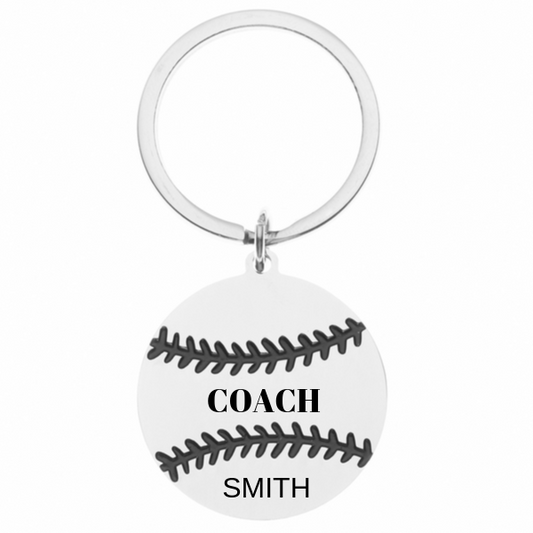 Personalized Engraved Baseball Coach Keychain
