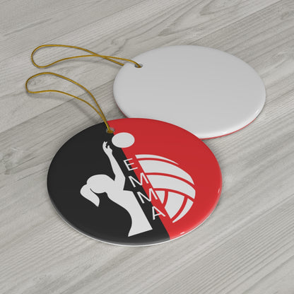 Personalized Volleyball Christmas Ornament - Black & Red
