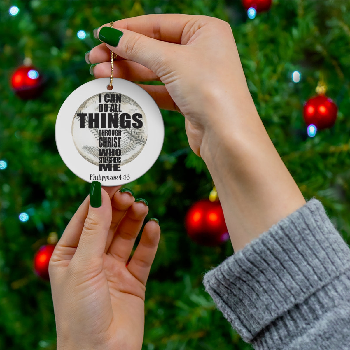 Baseball Ornament, I Can Do All Things Through Christ Who Strengthens Me