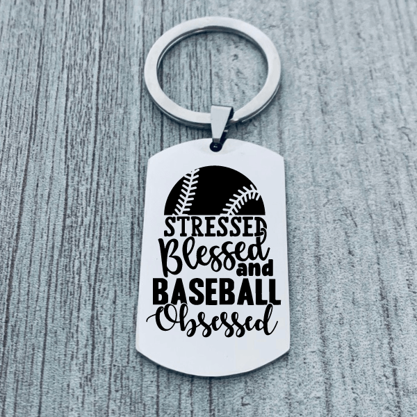 Baseball Keychain - Stressed Blessed & Baseball Obessed