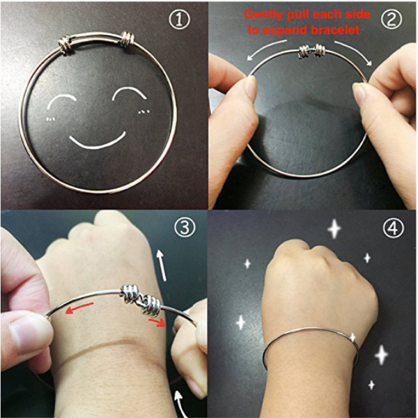 Round Charm Stainless Steel Bangle Bracelet