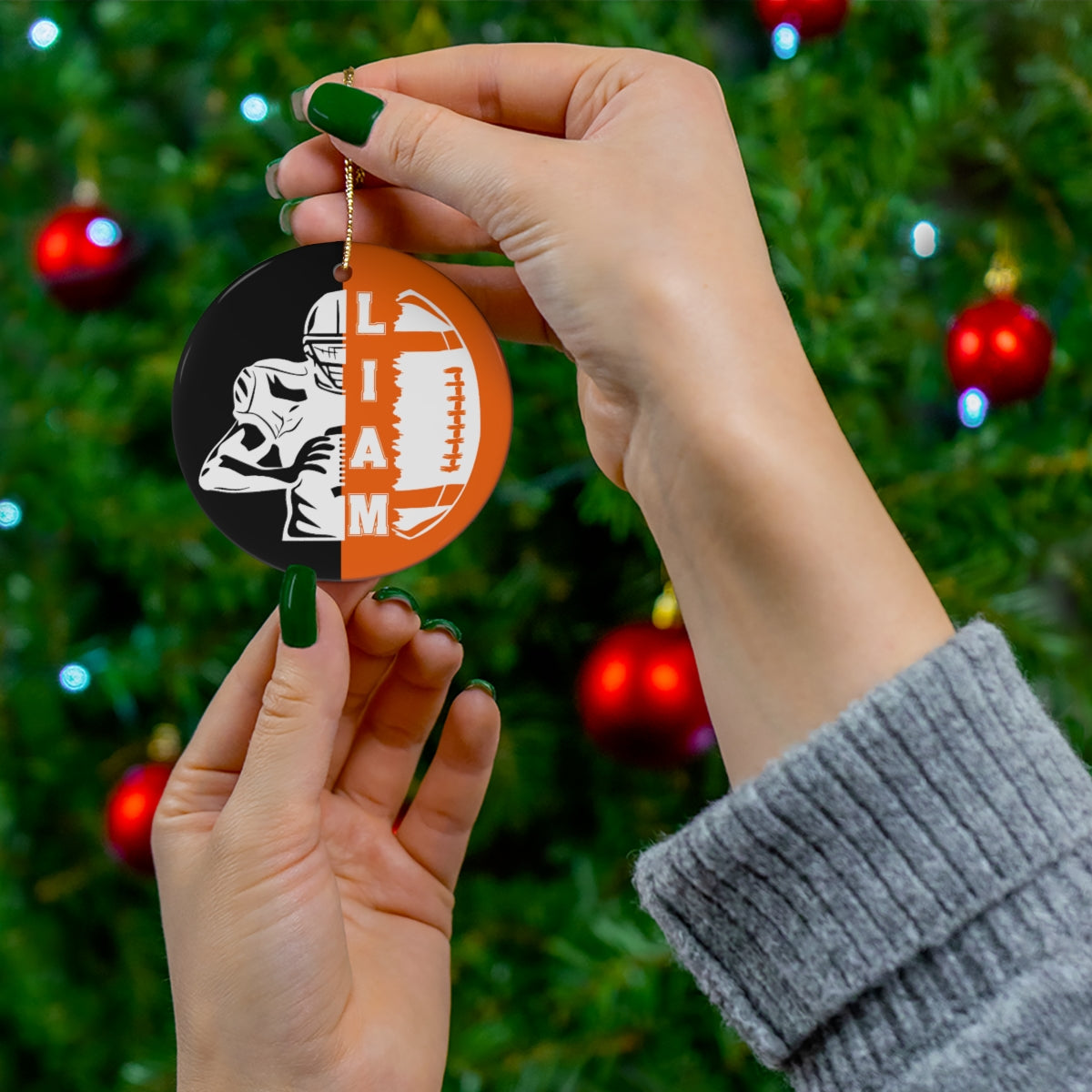 Football Ornament, Personalized Football Christmas Ornament
