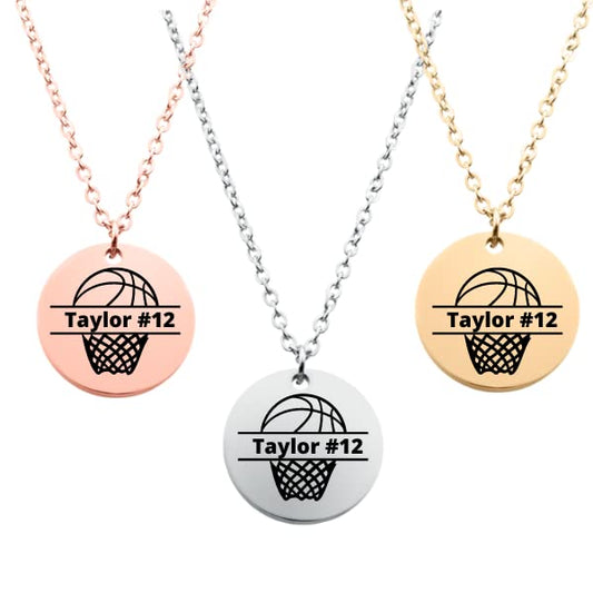 Engraved Basketball Hoop Necklace