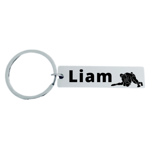 Personalized Engraved Wrestling Keychain