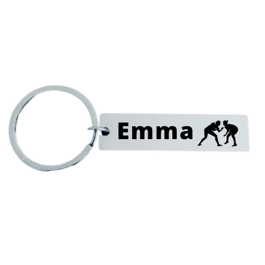 Personalized Engraved Girls Wrestling Keychain