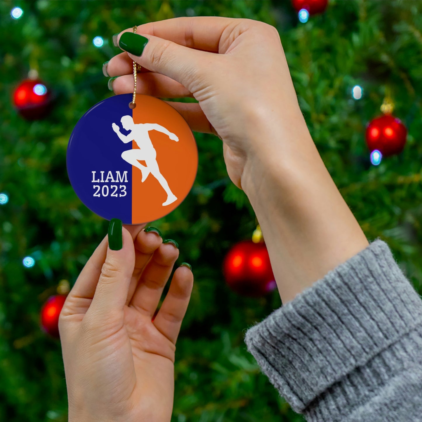 Runner Ornament, 2023 Personalized Runner Christmas Ornament, Ceramic Tree Ornament for Track and Field Players