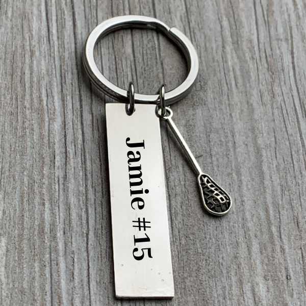 Personalized Engraved Lacrosse Keychain, Unisex Lacrosse Custom Team Gifts