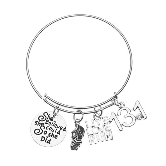 Running 13.1 Bangle Bracelet -Half Marathon - Sportybella