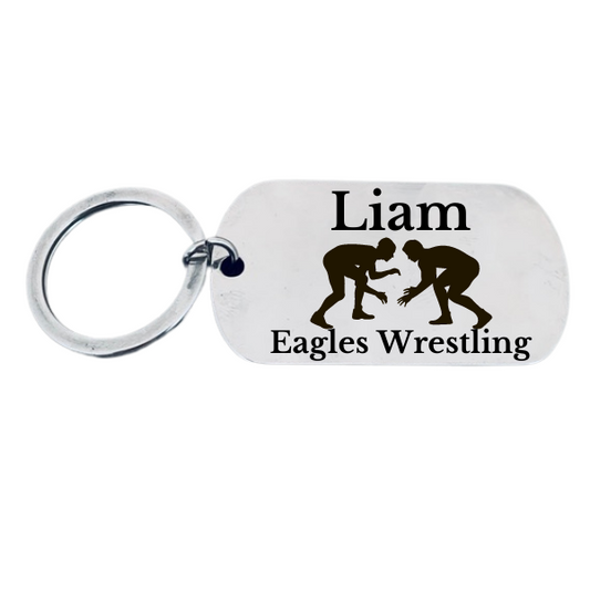 Personalized Engraved Wrestling Keychain