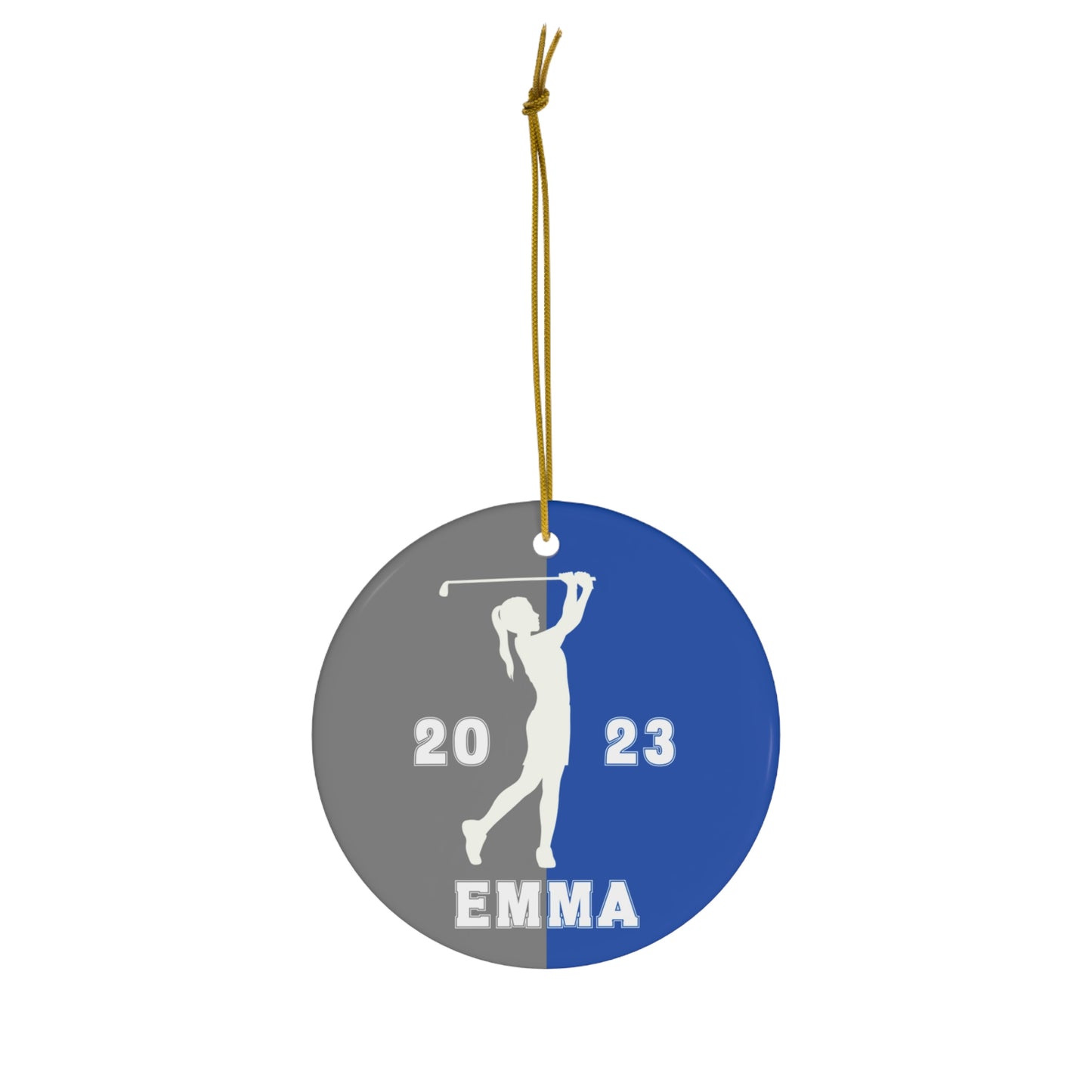 Girls Golf Ornament, Personalized Christmas Ceramic Golf Christmas Tree Ornament for Golfers, 2023 Holiday Ornament