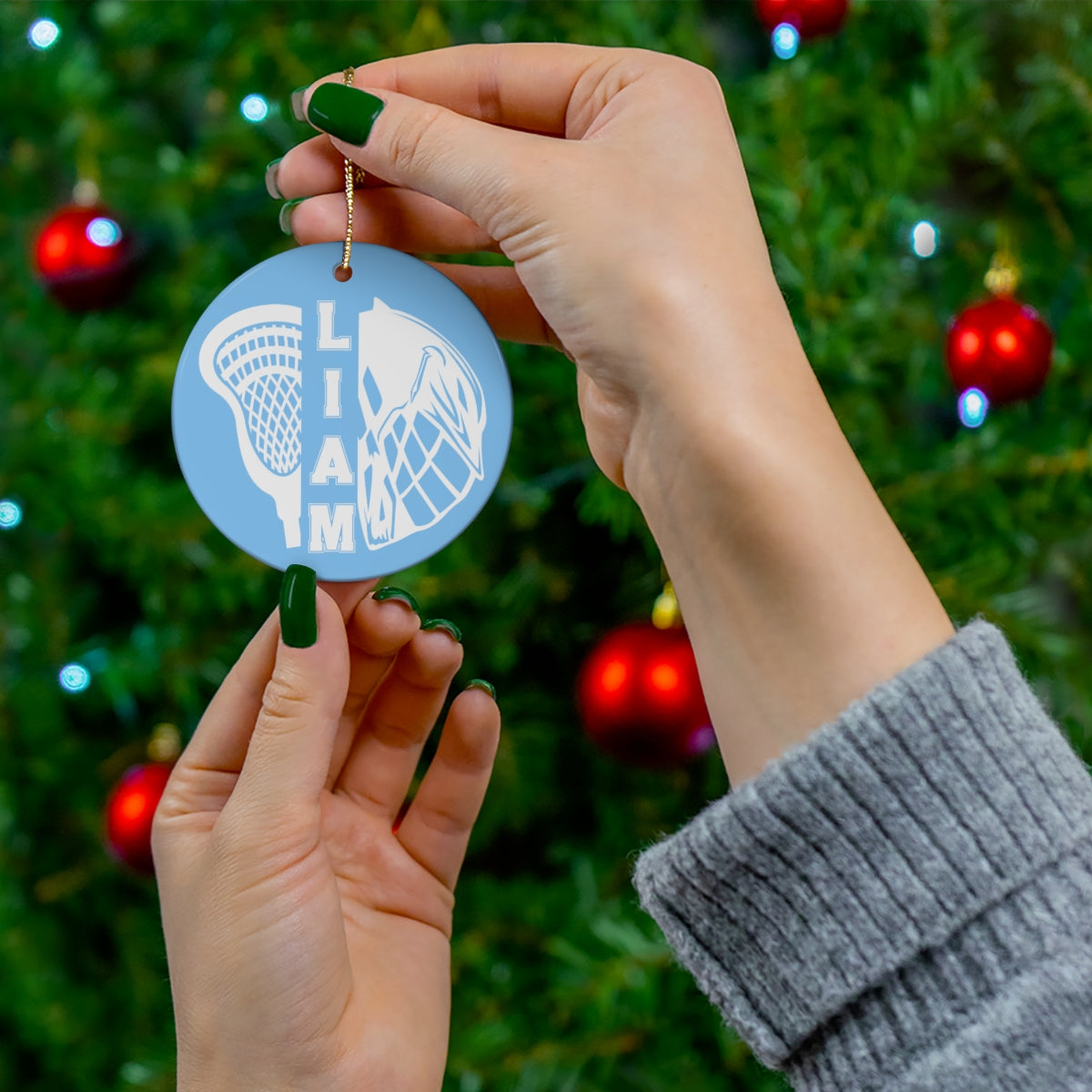 Personalized Boys Lacrosse Christmas Ornament