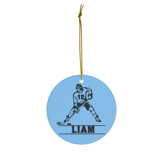 Ice Hockey Christmas Ornament with a Name