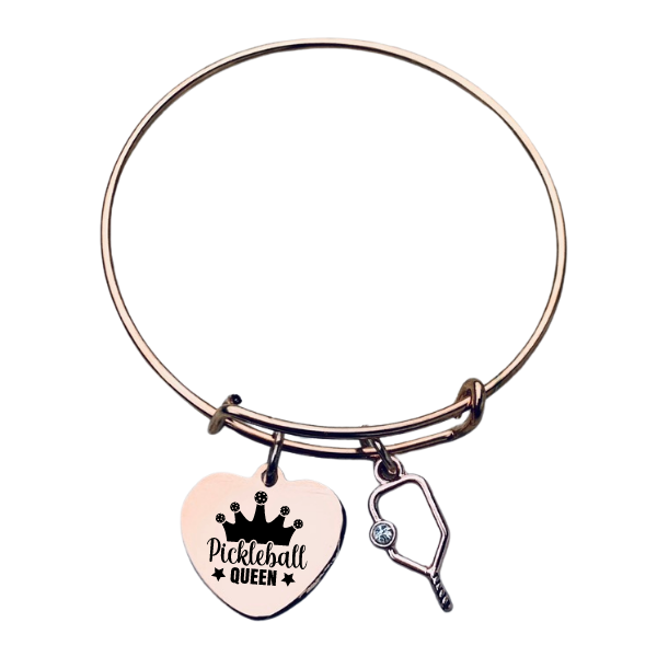 Rose Gold Pickleball Charm Bracelet- Pickleball Queen