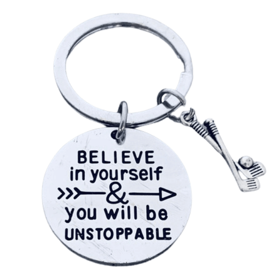 Golf keychain with an inspirational charm