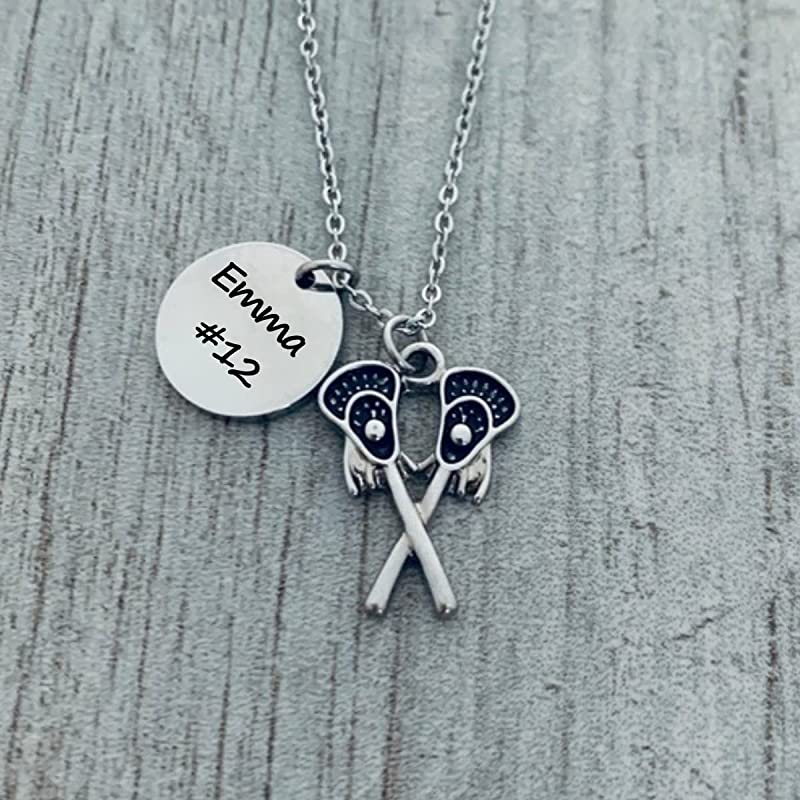 Engraved Lacrosse Charm Necklace - Pick Style