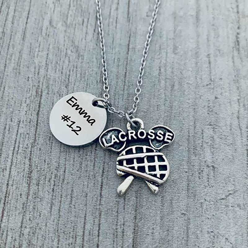 Engraved Lacrosse Charm Necklace - Pick Style