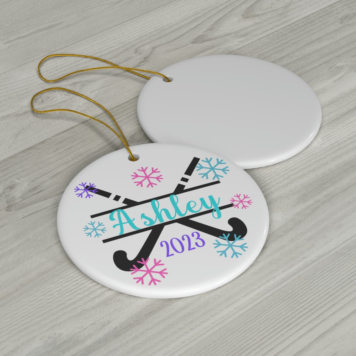 Field Hockey Ornament, Personalized Field Hockey Christmas Ornament, 2023 Ceramic Tree Ornament for Women, Gift for Mom, Wife, Grandma