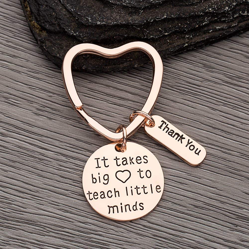 Teacher Keychain, It Takes a Big Heart to Help Shape Little Minds Rose Gold Jewelry - Infinity Collection