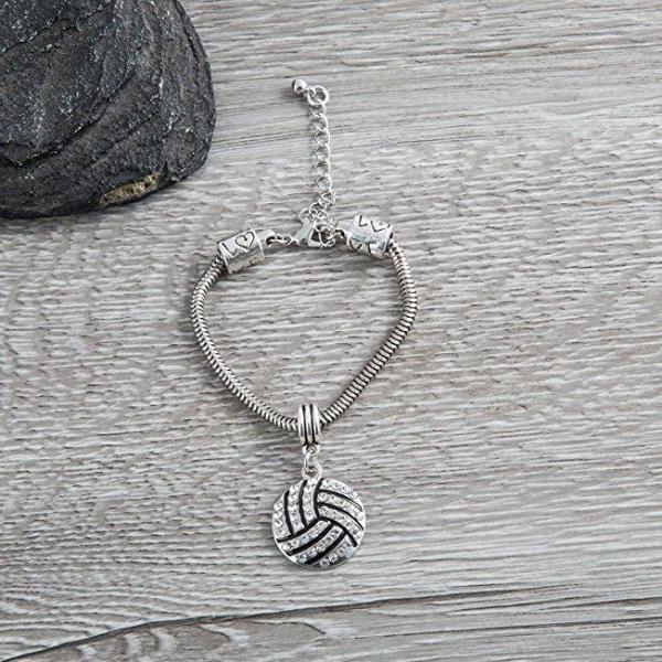 Volleyball Rhinestone Charm Bracelet - Sportybella