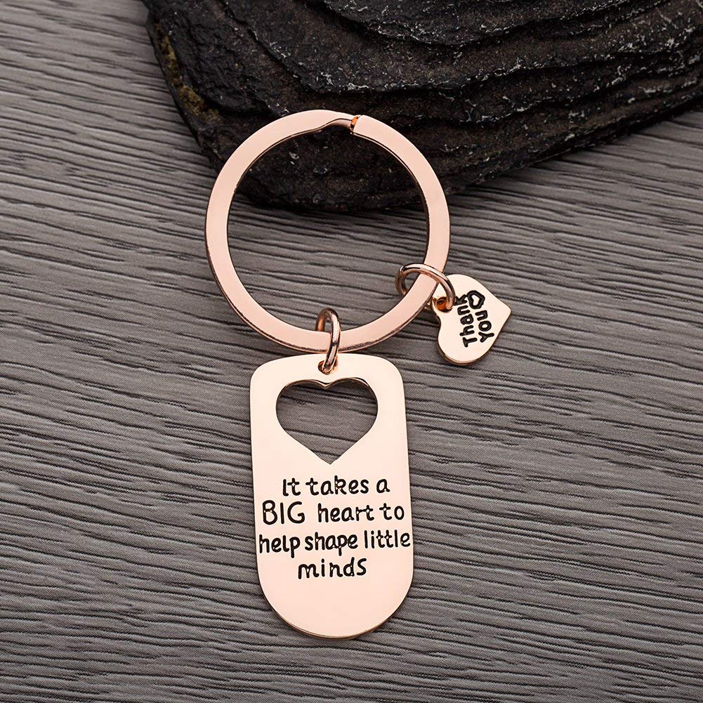 Teacher Charm Keychain, It Takes Big Heart to Teach Little Minds Rose Gold Jewelry - Infinity Collection
