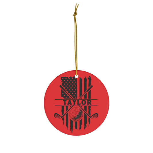 Golf Ornament, Personalized Golf Flag Hockey Christmas Ornament