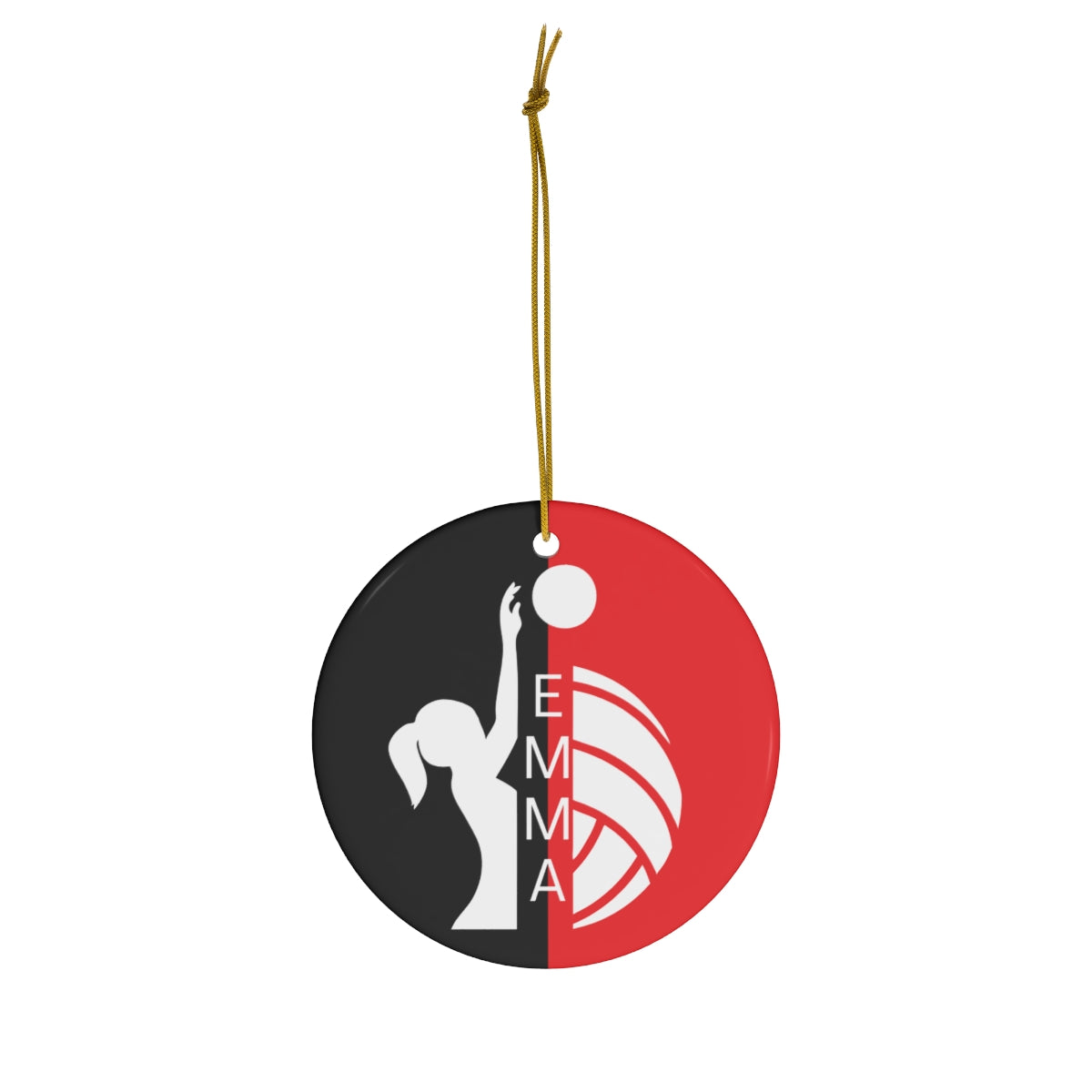 Personalized Volleyball Christmas Ornament - Black & Red