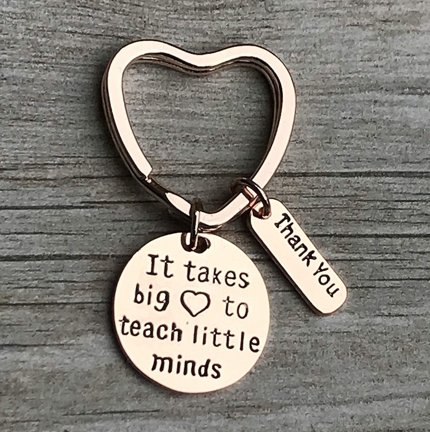 Teacher Keychain, It Takes a Big Heart to Help Shape Little Minds Rose Gold Jewelry - Infinity Collection