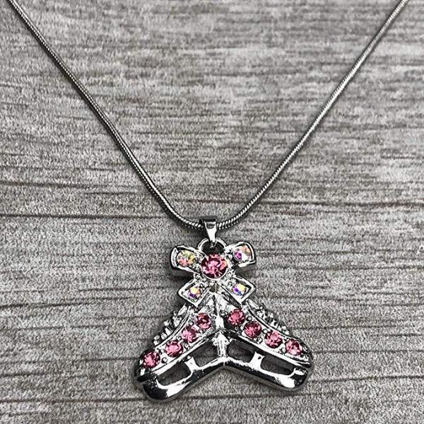 Figure Skating Pink Rhinestone Necklace - Sportybella