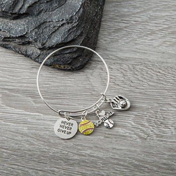 Softball Never Give Up Bangle Bracelet - Sportybella