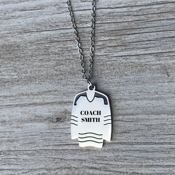 Personalized Engraved Ice Hockey Coach Necklace