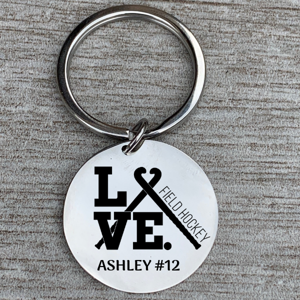 Engraved Field Hockey Keychain