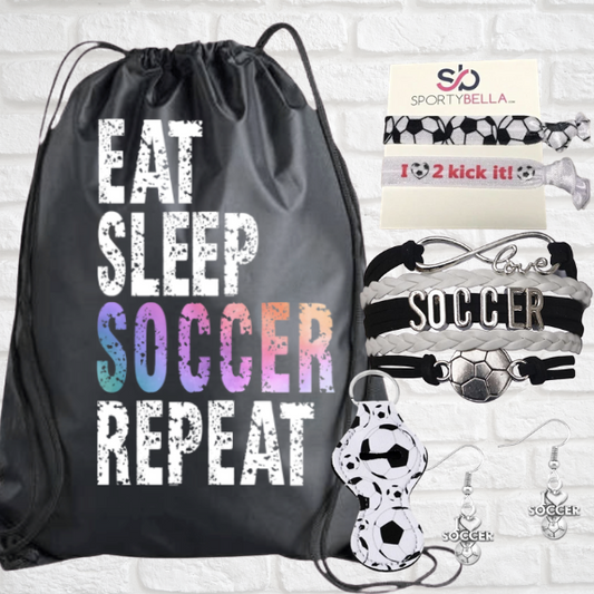 Soccer Sportybag - Eat Sleep Soccer Repeat Nylon Drawstring Bag