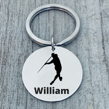 Personalized Track And Field Javelin Throw Keychain - Round