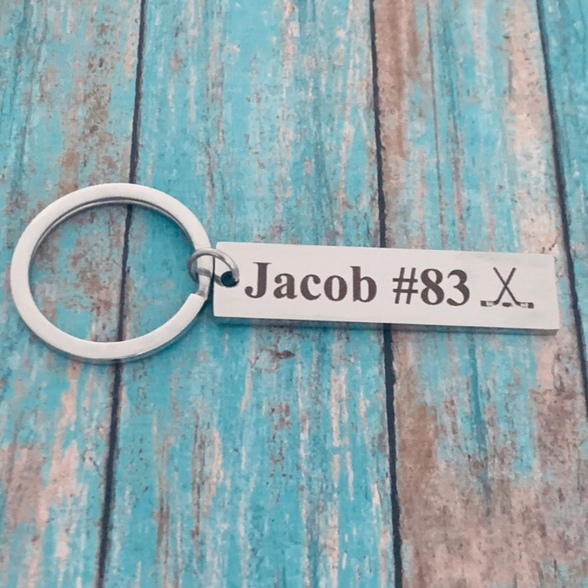 Personalized Ice Hockey Stick Keychain