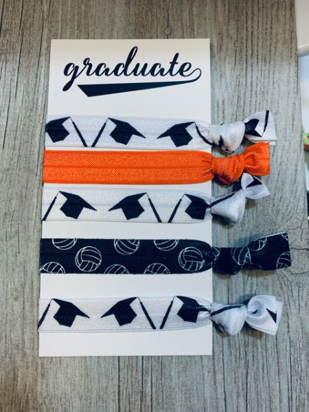 Graduation Volleyball Hair Ties Set - Pick Colors