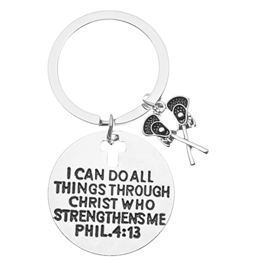 Lacrosse Keychain - Christian Faith I Can Do All Things Through Christ Who Strengthens Me