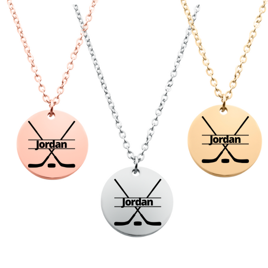 Engraved Hockey Stick Necklace