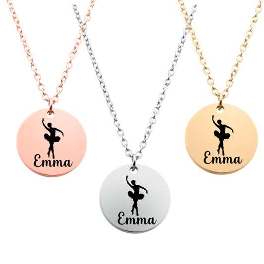 Engraved Dancer Round Necklace