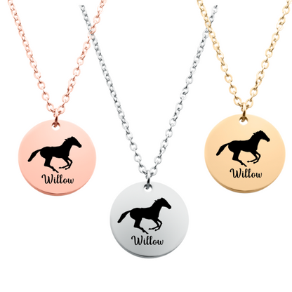 Engraved Horse Necklace
