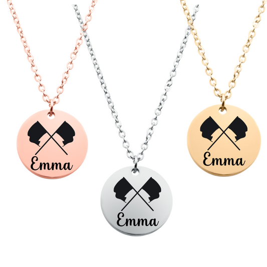 Engraved Color Guard Flag Necklace