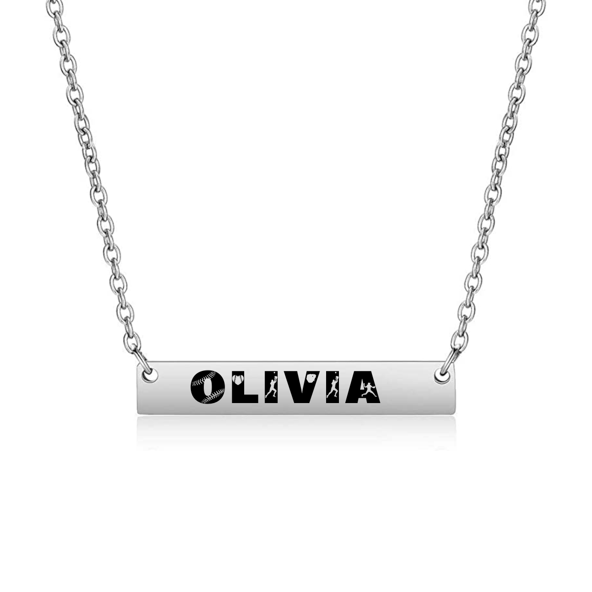 Personalized Baseball Bar Necklace