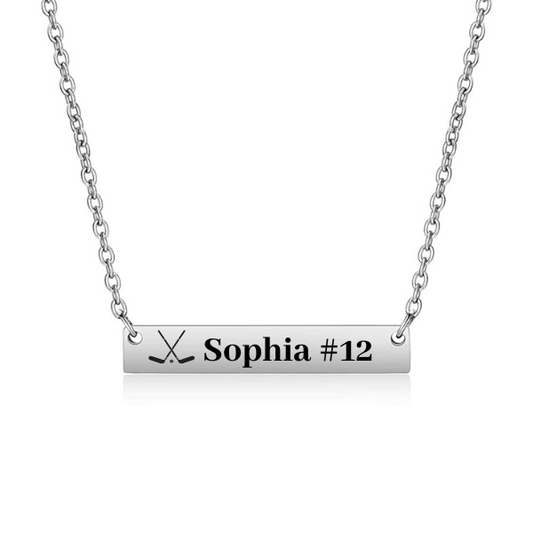 Personalized Ice Hockey Bar Necklace