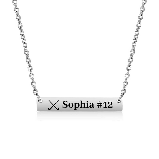 Personalized Field Hockey Bar Necklace