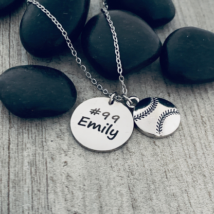 Personalized Engraved Softball Necklace - Pick Charm