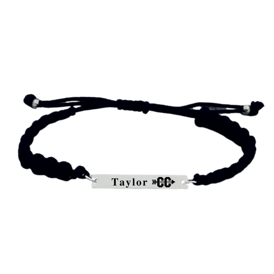Personalized Engraved Cross Country-Running Bar Rope Bracelet