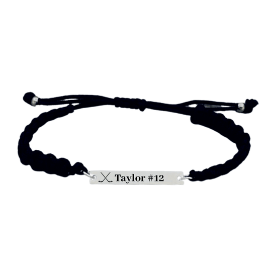 Personalized Engraved Ice Hockey Bar Rope Bracelet