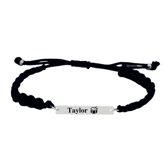 Personalized Engraved Drum Bar Rope Bracelet