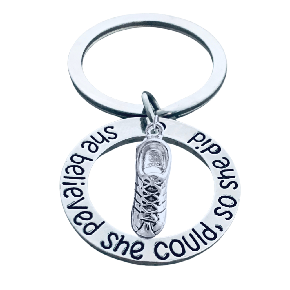 Running Keychain- She Believed She Could So She Did