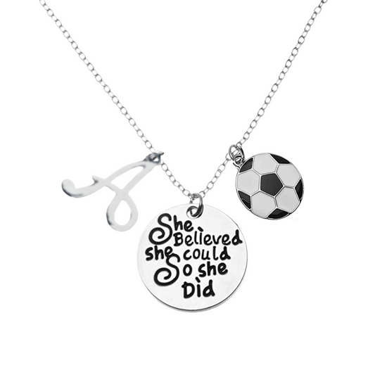 Soccer She Believed She Could So She Did Necklace with a Personalized Charm